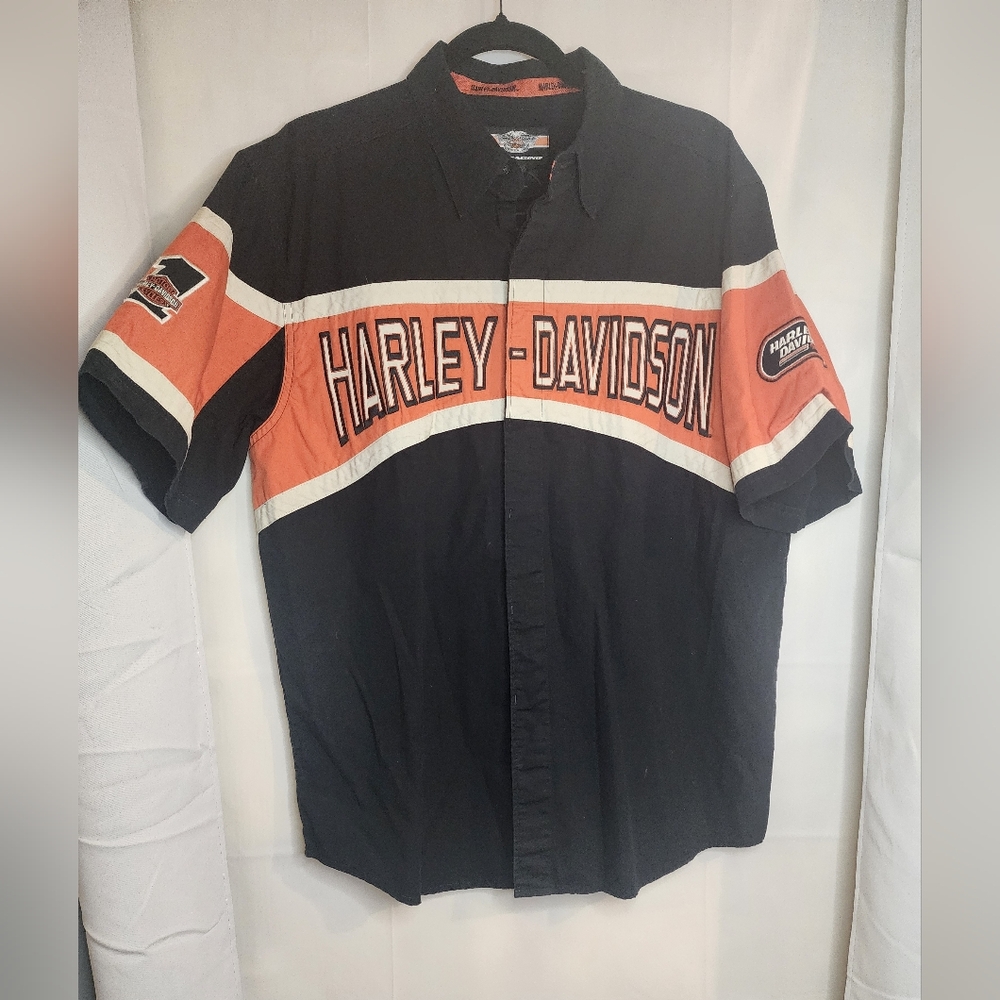 Harley Davidson Colorblock Button Up - image 1